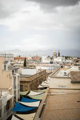 a view of a city with boats lined up on buildings at Sky-view Hideaway in Nicosia