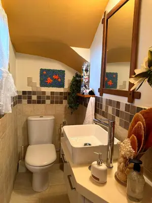 a bathroom with a toilet and a sink at Sotira Agia Napa Luxury House in Ayia Napa