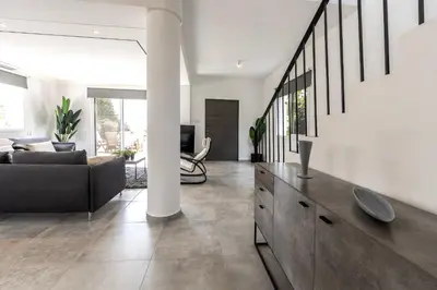 a living room with a couch and a table at Napa Bay View Villa 8 in Ayia Napa