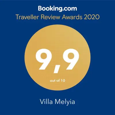 a yellow circle with the number on it at Villa Melyia in Kato Pyrgos