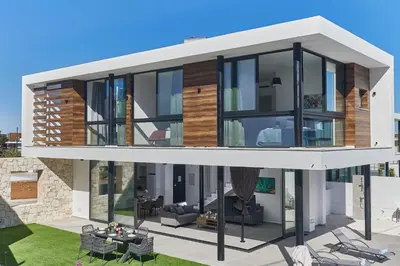 a rendering of a house with glass at Protaras Elite Pearl Villa Ep4b in Protaras