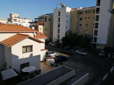 a view of a parking lot from a building at GALATEX BEACH STUDIO in Limassol