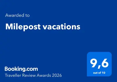 a blue screen with the text upgraded to milpectrot vacations at Milepost vacations in Paralimni