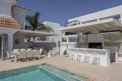 an image of a villa with a swimming pool at SunnyVillas-3BR New Modern Villa-Private Pool-BLG in Paralimni
