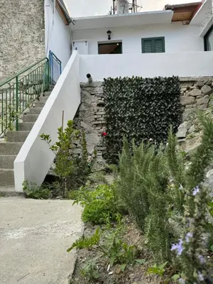 a stairway leading up to a house with a stone wall at Pirella House in Limassol