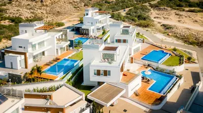 an aerial view of a villa with a swimming pool at Sea Pearl Seaview Villa - Oriana in Ayia Napa