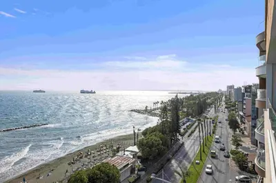 a view of a beach and the ocean from a building at Phaedrus Living: Limassol Seaside Residences 02 in Limassol