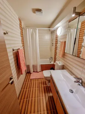 a bathroom with a sink and a toilet and a shower at Villa Marina in Ayia Thekla with Heated Pool in Ayia Napa