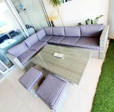 an overhead view of a living room with a couch at Aphrodite Heights in Larnaka