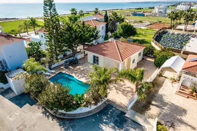 an aerial view of a house with a swimming pool at Sunrise Experience in Ayia Napa