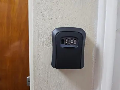 a black remote control attached to a wall at Beautiful Apartment in Center of Nicosia with views in Nicosia