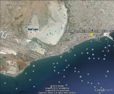 a map of manaoro seawall and the ocean at Liliana Sea View Suite in Larnaka