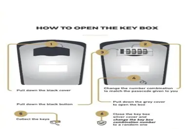 a diagram of how to open the key box at Serenity Waves Villa 9 in Sophtadhes