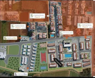 a map of a city with houses and buildings at Mythical Sands - Escape in Paralimni