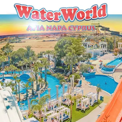 an aerial view of the water world at a na napa springs resort at SPECIAL OFFER -70 Percent OFF - Sleep 5 - Best Location - Free Parking in Ayia Napa