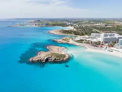 an island in the ocean next to a beach at SPECIAL OFFER -70 Percent OFF - Sleep 5 - Best Location - Free Parking in Ayia Napa