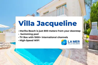 a villa beach is just meters from your doorstep at Villa Jacqueline in Protaras