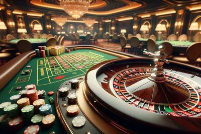 a roulette table in a casino with chips at The Aqua Marine Flat in Iskele
