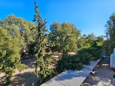an overhead view of a park with trees and benches at Central Riverside Escape Charming 1- Bedroom Flat in Limassol