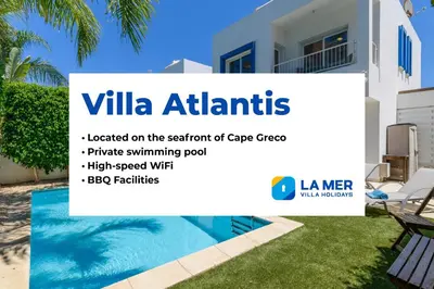 a villa atlantis located on the seafront of cape cassis greens at Villa Atlantis in Protaras