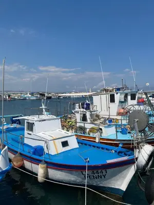 a group of boats are docked in the water at Ithaki Phinikoudes Apartments No. 106 in Larnaka