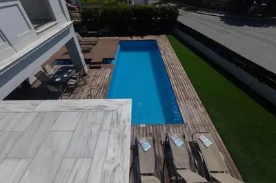 an overhead view of a swimming pool on a house at Ayia Napa Satin Villa SVI3 in Ayia Napa