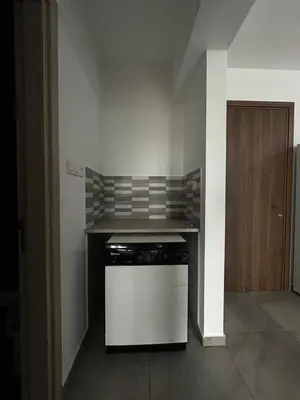 a kitchen with a counter top and a dishwasher at Oroklini's Flat in Larnaka