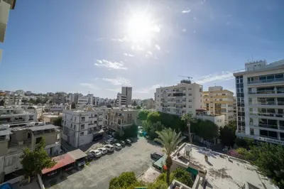 an aerial view of a city with buildings at 1 bedroom flat in city center in Nicosia
