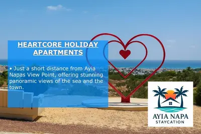 a sign for the heartstone holiday adaptations exhibit at HeartCore Holiday Apartments in Ayia Napa