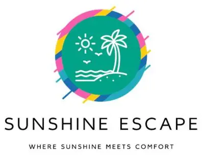 a beach logo with a palm tree and the text sunshine escape at Sunshine Escape in Larnaka