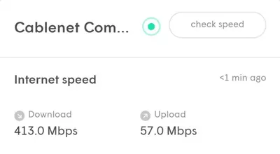 a screenshot of a cell phone with the number of mbps at Modern Larnaca Beach Apartment in Larnaka