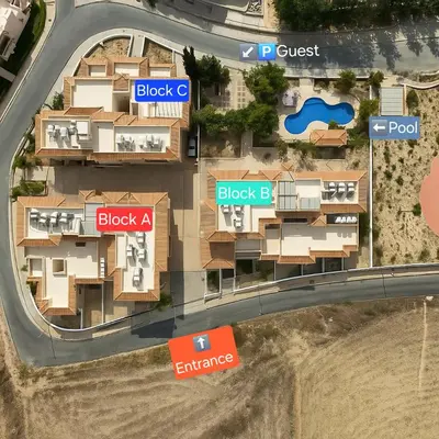 an overhead view of an apartment complex with block a and architecture at Tersefanou Retreat Studio Apt in Tersephanou