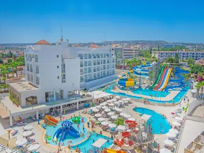 an aerial view of a water park at a resort at Anastasia Waterpark Beach Resort in Protaras