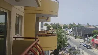 a balcony of a building with a view of a street at STAY Elion Apartment in Nicosia
