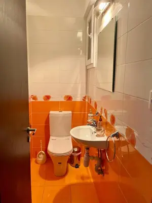 a bathroom with a toilet and a sink at Sunny Stay 2 Bdr near the sea Platform 357 in Limassol