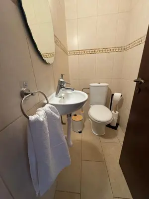 a bathroom with a sink and a toilet at Eros Villa-Private Luxury Estate in Pissouri