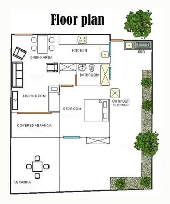 a plan of a house with a floor plan at Lovely ground floor apartment with BBQ in Aglantzia
