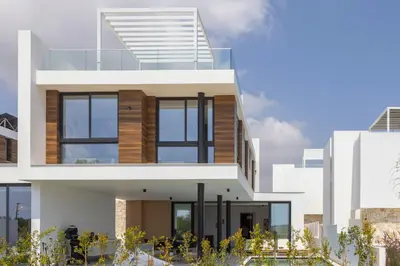 a rendering of a modern house with windows at Protaras Aqua Pearl Villa 9 in Protaras