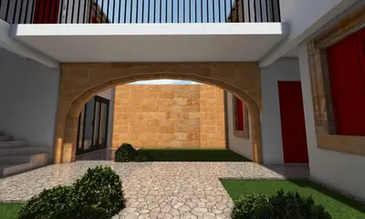 a view of a building with an archway at House of The Rose Queen in Dherinia