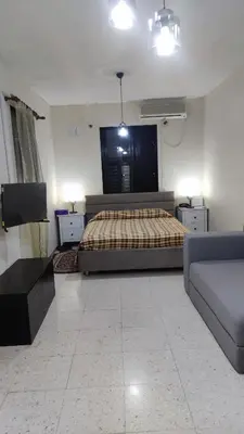 a large bedroom with a bed and a couch at Ambeli - Ambeloui in Kalopanayiotis