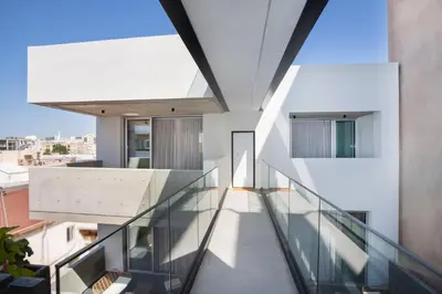 a view from the balcony of a house with glass balconies at Bridge House 301-3BR Penthouse in Limassol