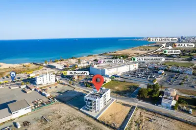 an aerial view of a city and the ocean at Artemis 105 - Seaside Stories in Livadhia