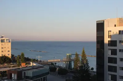 a view of the ocean from a building at Eden Beach Apartment 611 in Limassol