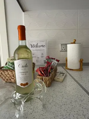 a bottle of wine sitting on top of a counter at Nicosia's Diamond in Nicosia