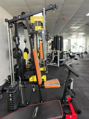 a gym with a treadmill and other equipment at Boho Studio mit Meerblick in Boğaz