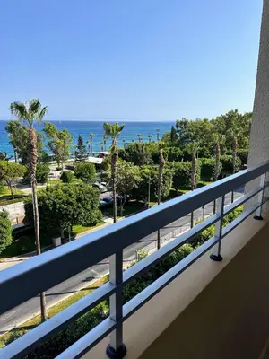 a balcony with a view of the ocean at Seaview Apartment in Limassol in Limassol