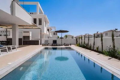 an image of a swimming pool in a house at St Nicholas Luxury 3-Bed Villa in Paralimni