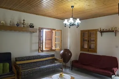a living room with a couch at Marianna Mansion in Pachna