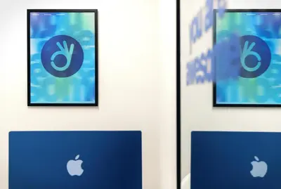 a display of iphones with apple logos on them at Aweso Limassol in Limassol