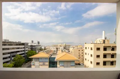 a view from a window of a city with buildings at Central 1BR - Views - Deli Café in Nicosia